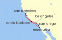 Cruise itinerary map for Princess Cruises 7 Night Classic California Coast (139169)