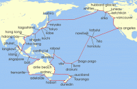 Cruise itinerary map for Princess Cruises 114 Night World Cruise Grand Circle Pacific - Roundtrip Los Angeles (141525)
