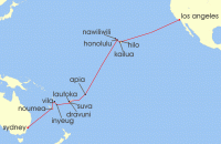 Cruise itinerary map for Princess Cruises 28 Night Hawaii & South Pacific Crossing (137556)