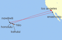 Cruise itinerary map for Princess Cruises 16 Night Hawaiian Islands Holiday (116798)
