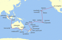 Cruise itinerary map for Princess Cruises 59 Night South Pacific - Los Angeles to Singapore (132982)