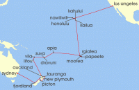 Cruise itinerary map for Princess Cruises 39 Night Hawaii, Tahiti & South Pacific Crossing (133310)