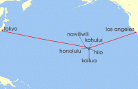 Cruise itinerary map for Princess Cruises 19 Night Hawaii & Japan Pacific Crossing (136606)