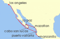 Cruise itinerary map for Regent Seven Seas Cruises 10 Night West Coast Retreat Los Angeles To Los Angeles (123328)