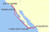 Cruise itinerary map for Royal Caribbean Cruises 7 Night Ensenada, Cabo & Mazatlan (141303)