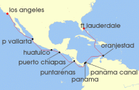 Cruise itinerary map for Princess Cruises 16 Night Panama Canal - Ocean to Ocean (122461)