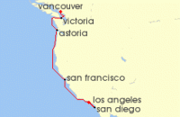 Cruise itinerary map for Virgin Voyages 9 Night Coastal Pacific: From LA to Vancouver (103348)