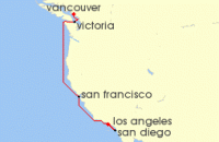 Cruise itinerary map for Explora Journeys 7 Night A Journey from Californian Treasures to Dramatic British Columbian Shores (107798)