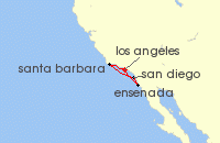 Cruise itinerary map for Princess Cruises 4 Night West Coast Getaway with San Diego (122529)