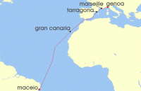 Cruise itinerary map for MSC Cruises 12 Night MSC Grand Voyages (139787)