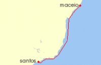 Cruise itinerary map for MSC Cruises 3 Night South America (139804)