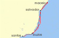 Cruise itinerary map for MSC Cruises 7 Night South America (110404)