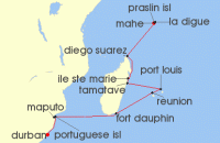 Cruise itinerary map for Phoenix Reisen 20 Nacht Das Beste im Indischen Ozean mit MS Amadea (141572)