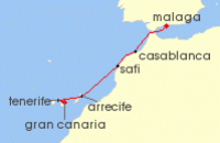 Cruise itinerary map for Star Clippers 7 Night Morocco & Canary Islands (133112)