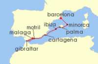 Cruise itinerary map for SeaDream Yacht Club 7 Night Spanish Riviera Discovery (141338)