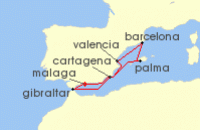 Cruise itinerary map for Marella Cruises 7 Night Spanish Flavours (137913)