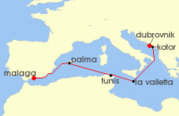 Cruise itinerary map for Marella Cruises 8 Night Adventure To The Adriatic (140599)
