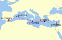 Cruise itinerary map for Marella Cruises 8 Night Tapas And Tavernas (124460)