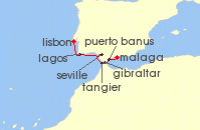 Cruise itinerary map for SeaDream Yacht Club 7 Night Iberian Coast Discovery (141409)