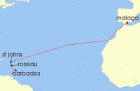 Cruise itinerary map for Marella Cruises 11 Night Passage To Paradise (137929)