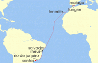 Cruise itinerary map for MSC Cruises 14 Night MSC Grand Voyages (139660)