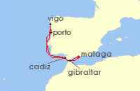 Cruise itinerary map for Marella Cruises 7 Night Iconic Iberia (137916)