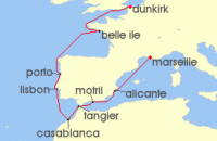 Cruise itinerary map for CFC Croisieres 12 Nuit Trésors de lAtlantique (140726)