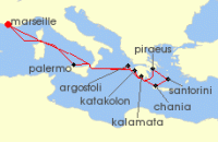 Cruise itinerary map for CFC Croisieres 12 Nuit Odyssée Hellénique (140724)