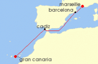 Cruise itinerary map for Costa Cruises 5 Night Mediterranean from Marseilles (123246)