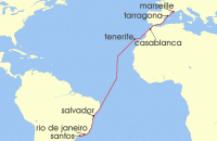 Cruise itinerary map for MSC Cruises 15 Night MSC Grand Voyages (139782)