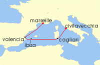 Cruise itinerary map for MSC Cruises 5 Night Mediterranean (142947)