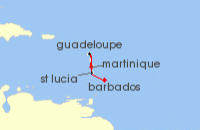 Cruise itinerary map for MSC Cruises 3 Night Southern Caribbean (141816)