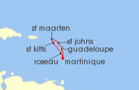 Cruise itinerary map for MSC Cruises 7 Night Southern Caribbean (139471)