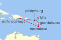 Cruise itinerary map for Costa Cruises 6 Night Caribbean from Martinique (129653)