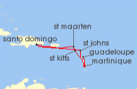 Cruise itinerary map for Costa Cruises 7 Night Caribbean from Martinique (137053)