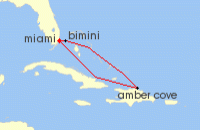 Cruise itinerary map for Virgin Voyages 5 Night Dominican Daze (68288)