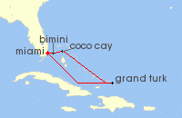 Cruise itinerary map for Celebrity Cruises 6 Night Perfect Day, Grand Turk & Bahamas (140685)