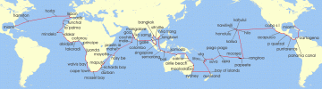 Cruise itinerary map for Regent Seven Seas Cruises 154 Night The Sense Of Adventure Miami To Miami (137562)