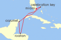 Cruise itinerary map for Carnival Cruises 7 Night Western Caribbean (113363)