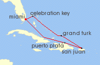 Cruise itinerary map for Princess Cruises 7 Night Eastern Caribbean with Puerto Rico (141037)