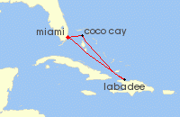 Cruise itinerary map for Royal Caribbean Cruises 5 Night Eastern Caribbean & Perfect Day (119237)