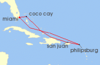 Cruise itinerary map for Royal Caribbean Cruises 7 Night Eastern Caribbean & Perfect Day (74878)
