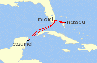 Cruise itinerary map for Royal Caribbean Cruises 5 Night Western Caribbean Cruise (131668)