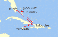 Cruise itinerary map for Royal Caribbean Cruises 7 Night Western Caribbean & Perfect Day (131893)
