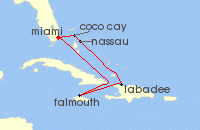 Cruise itinerary map for Royal Caribbean Cruises 7 Night Western Caribbean & Perfect Day (142369)