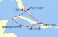 Cruise itinerary map for Royal Caribbean Cruises 7 Night Western Caribbean & Perfect Day (124705)