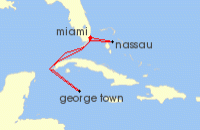Cruise itinerary map for Royal Caribbean Cruises 5 Night Western Caribbean Cruise (131664)