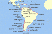 Cruise itinerary map for Oceania Cruises 65 Night South American Adventure Miami to Miami (138317)