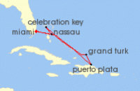 Cruise itinerary map for Carnival Cruises 7 Night Eastern Caribbean (124918)