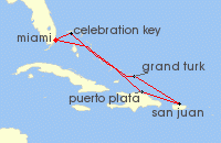 Cruise itinerary map for Princess Cruises 7 Night Eastern Caribbean with Puerto Rico (141038)